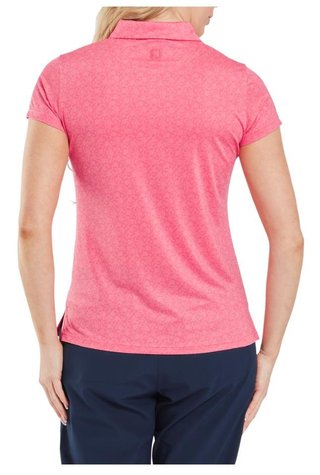 FootJoy Painted Floral Cap Sleeve Lisle dames polo, pink lemonade