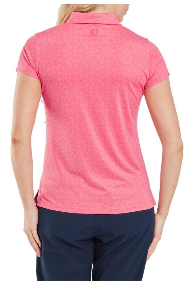 FootJoy Painted Floral Cap Sleeve Lisle dames polo, pink lemonade