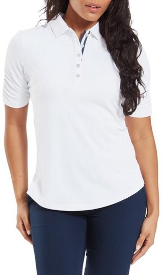 FootJoy Half Sleeve Ruched Lisle dames polo, wit