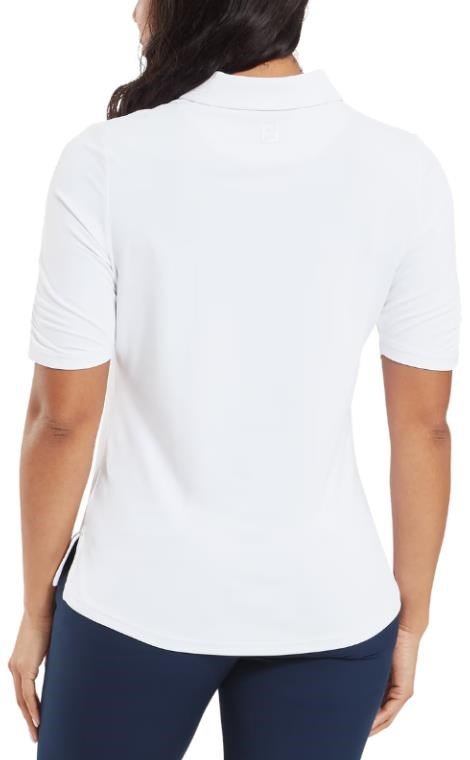 FootJoy Half Sleeve Ruched Lisle dames polo, wit
