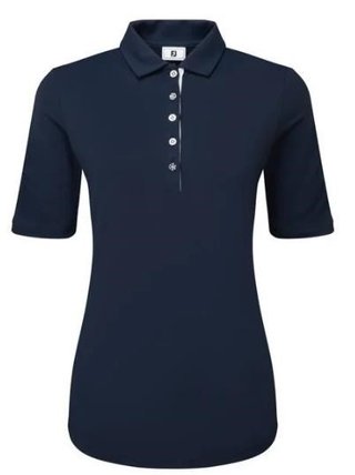 FootJoy Half Sleeve Ruched Lisle dames polo, navy