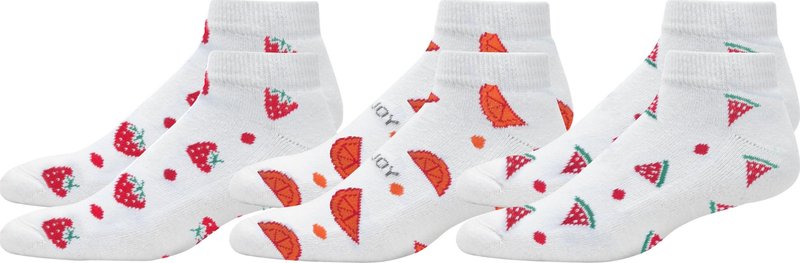 FootJoy ComfortSof Sportlet Fruit dames sokken, aardbei/oranje/watermeloen, UK 4-7 (3pairs)