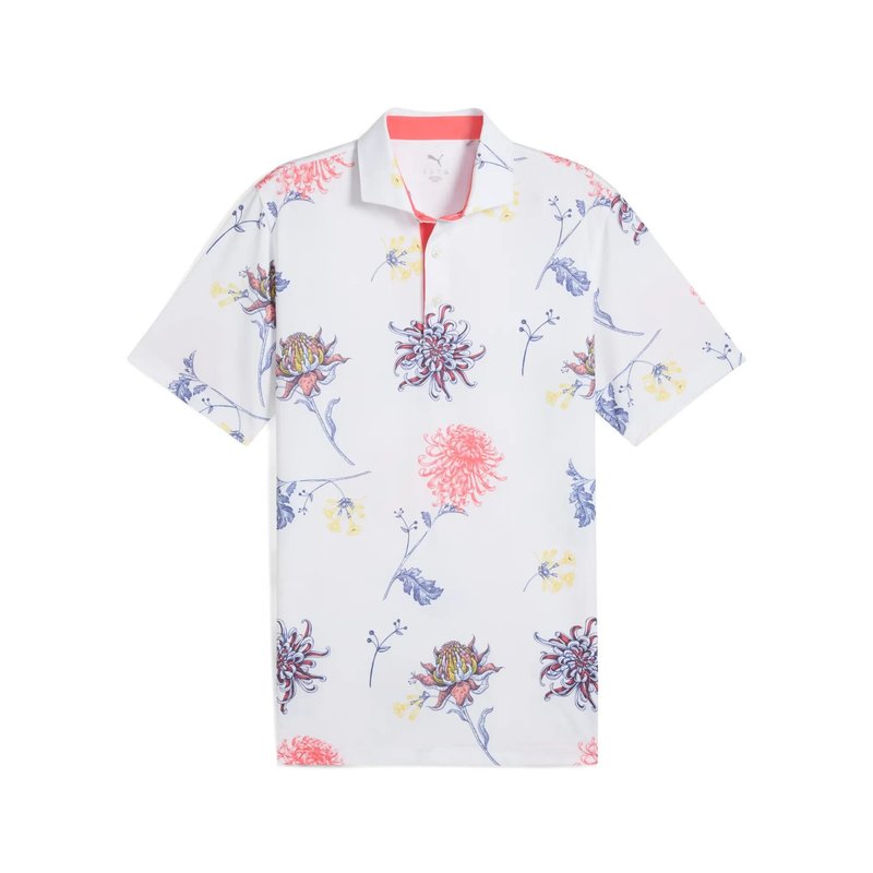 Puma Mattr Dahlia heren polo, white glow/peach frost