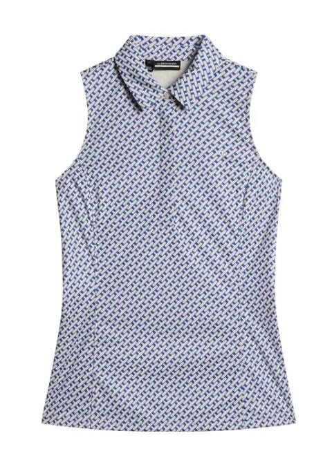 J.Lindeberg Dena Print Sleeveless dames top, tour geo moonbeam