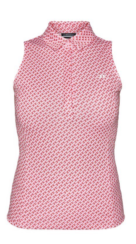 J.Lindeberg Dena Print mouwloze dames polo, tour geo pink