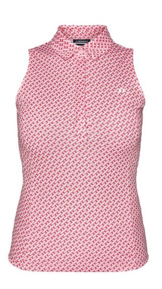 J.Lindeberg Dena Print mouwloze dames polo, tour geo pink