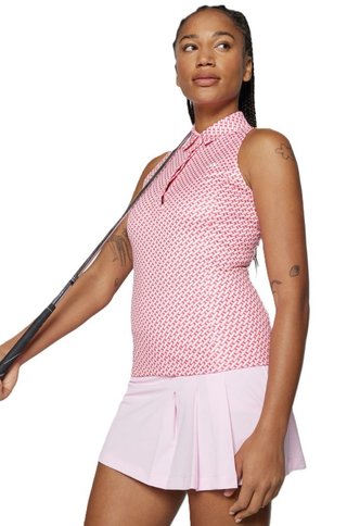 J.Lindeberg Dena Print mouwloze dames polo, tour geo pink
