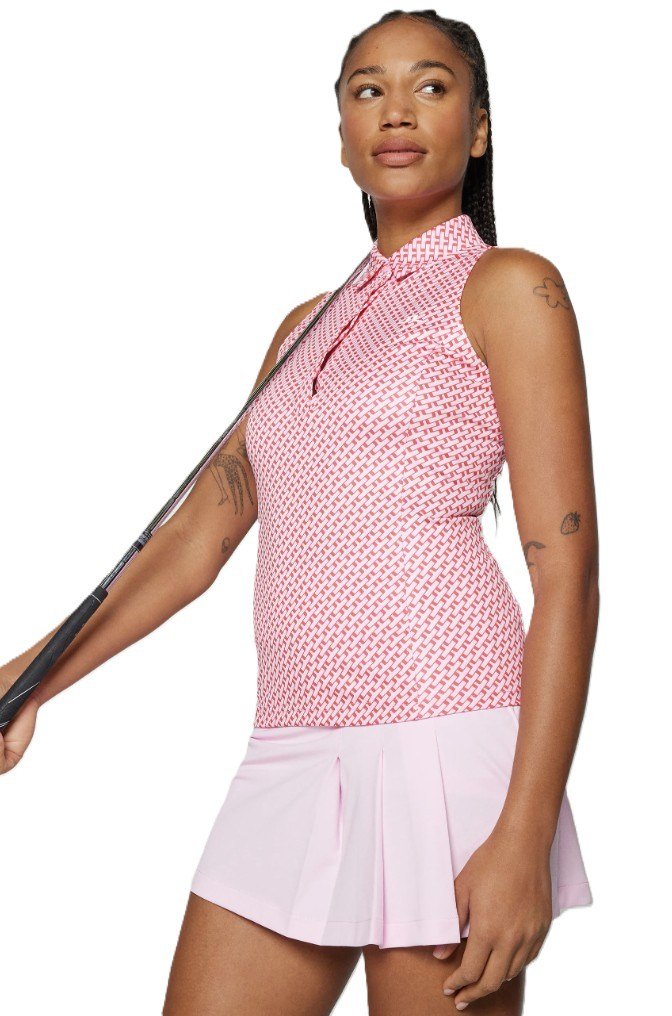 J.Lindeberg Dena Print mouwloze dames polo, tour geo pink