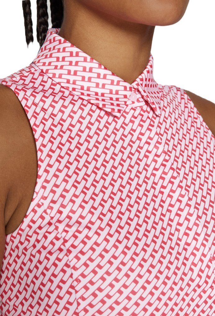 J.Lindeberg Dena Print mouwloze dames polo, tour geo pink