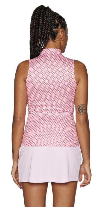 J.Lindeberg Dena Print mouwloze dames polo, tour geo pink