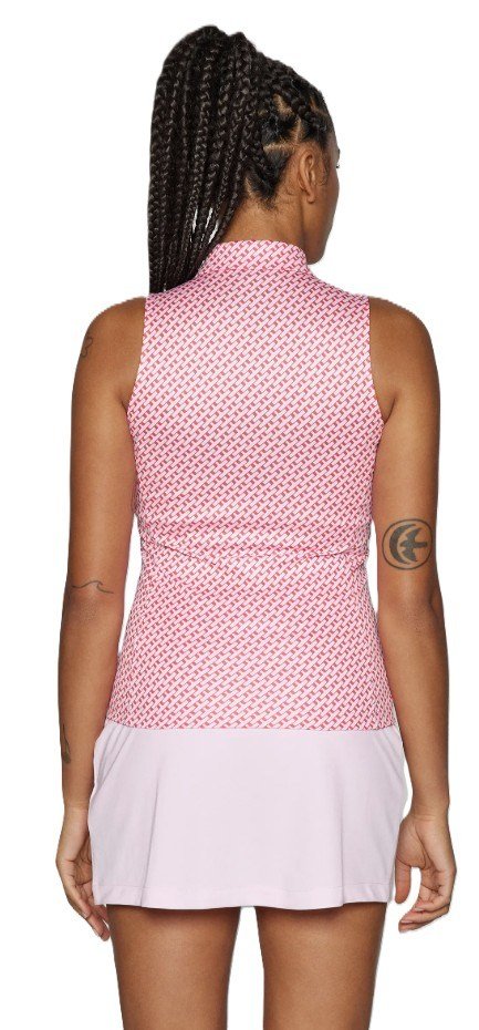 J.Lindeberg Dena Print mouwloze dames polo, tour geo pink