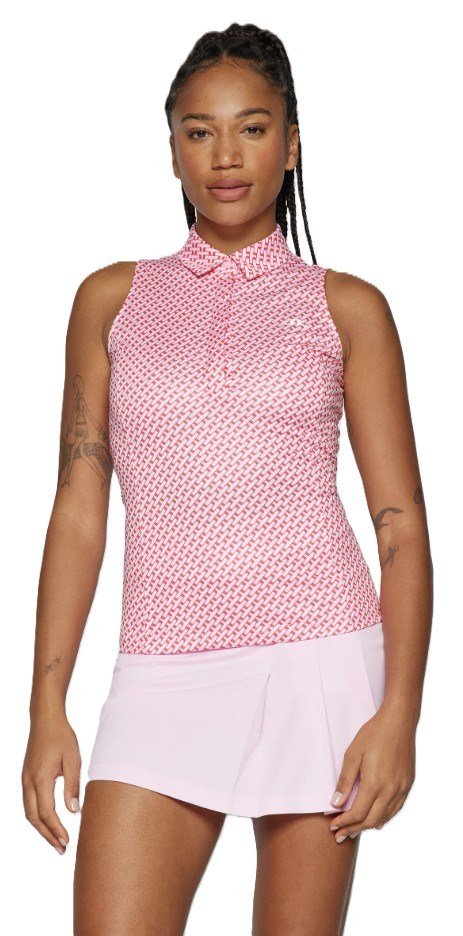 J.Lindeberg Dena Print mouwloze dames polo, tour geo pink