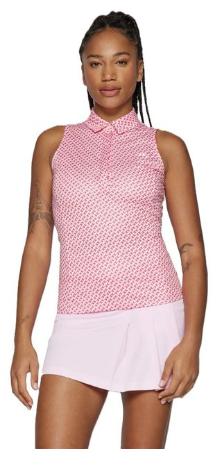J.Lindeberg Dena Print mouwloze dames polo, tour geo pink