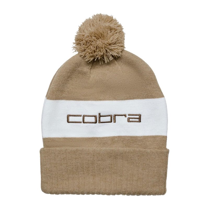 Cobra Pom Beanie wintermuts, light sand/white glow