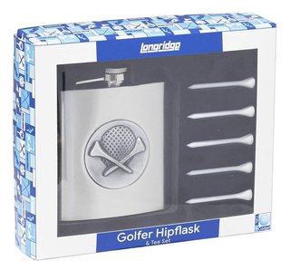 Longridge Golfers Hip Flask Set