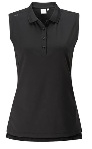PING Solene Sleeveless dames polo, zwart