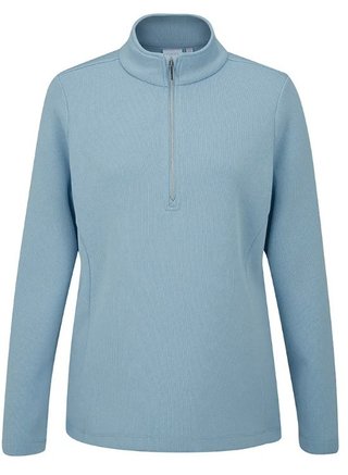 PING Lyla half zip ribbed dames fleece, hemelsblauw gemêleerd