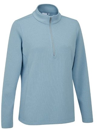 PING Lyla half zip ribbed dames fleece, hemelsblauw gemêleerd