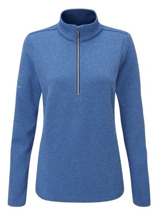 PING Lyla half zip ribbed dames fleece, snorkel blue marl