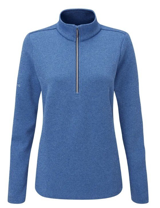 PING Lyla half zip ribbed dames fleece, snorkel blue marl