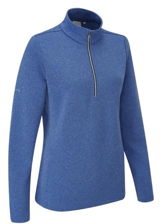 PING Lyla half zip ribbed dames fleece, snorkel blue marl