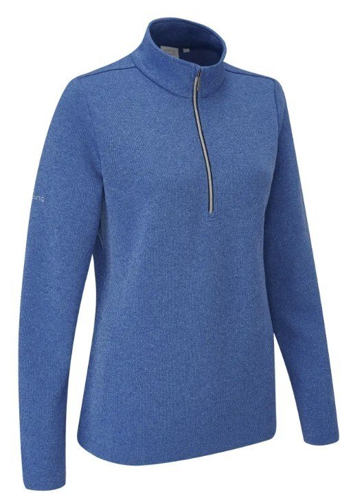 PING Lyla half zip ribbed dames fleece, snorkel blue marl