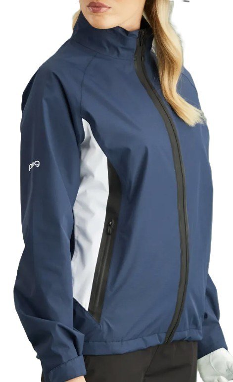 PING Stevie waterdicht damesjack, blauw/wit