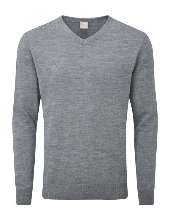 PING Sullivan heren V-hals trui, french grey marl