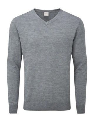 PING Sullivan heren V-hals trui, french grey marl