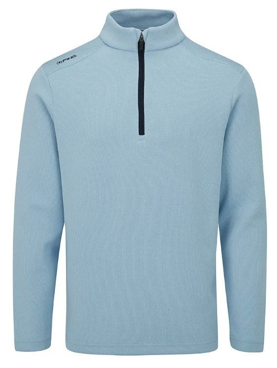 PING Ramsey half zip ribbed fleece heren pullover, sky blue marl