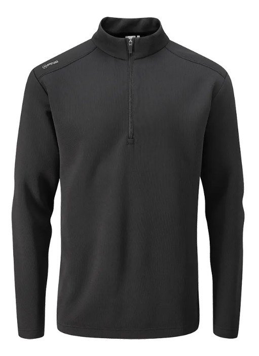 PING Ramsey half zip ribbed fleece heren pullover, zwart