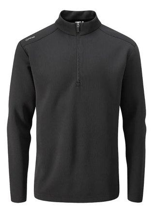 PING Ramsey half zip ribbed fleece heren pullover, zwart