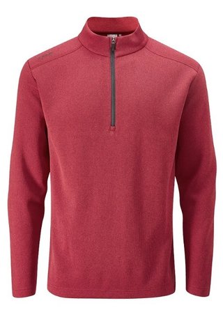 PING Ramsey half zip ribbed fleece heren pullover, rood gemêleerd