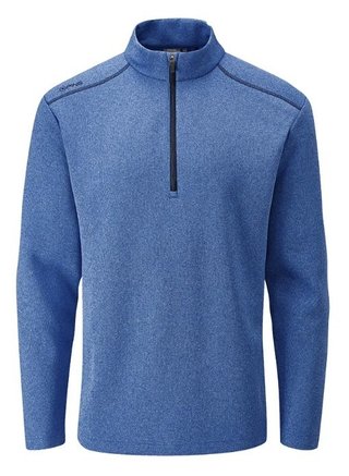 PING Ramsey half zip ribbed fleece heren pullover, snorkel blue marl