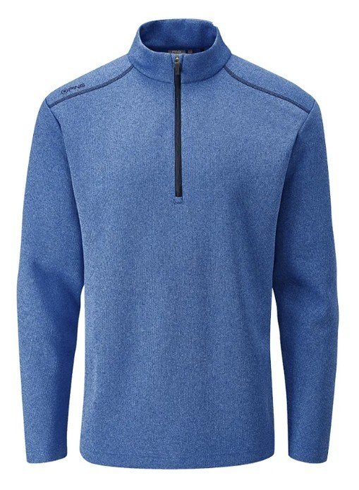 PING Ramsey half zip ribbed fleece heren pullover, snorkel blue marl