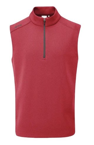 PING Ramsey heren geribd fleece vest, rood gemêleerd