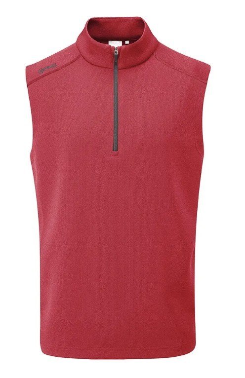 PING Ramsey heren geribd fleece vest, rood gemêleerd