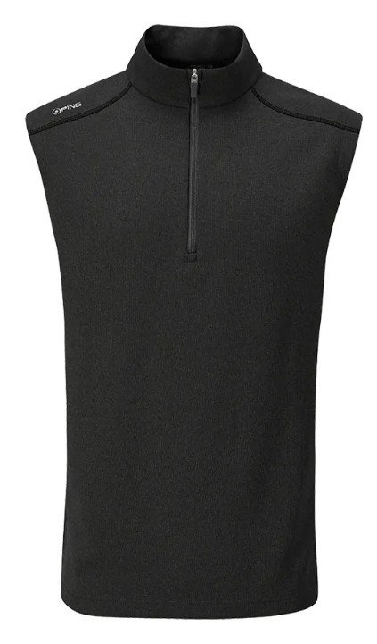PING Ramsey mens ribbed fleece vest, zwart