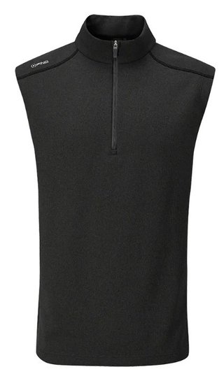 PING Ramsey mens ribbed fleece vest, zwart