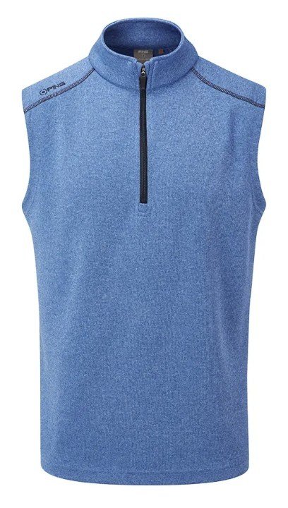 PING Ramsey heren geribbeld fleece vest, snorkel blue marl