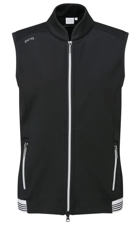 PING Dot Fleece dames vest, zwart/wit