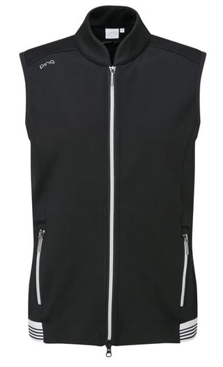 PING Dot Fleece dames vest, zwart/wit