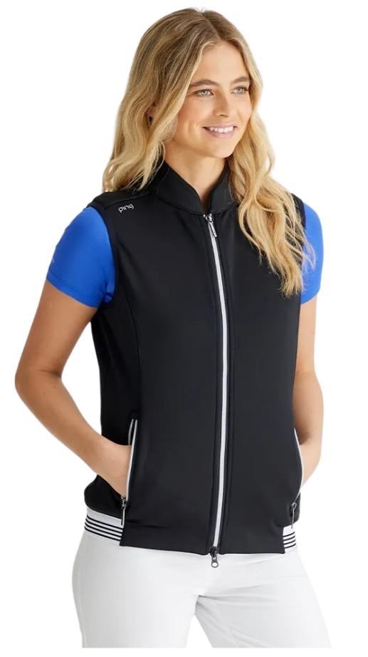 PING Dot Fleece dames vest, zwart/wit