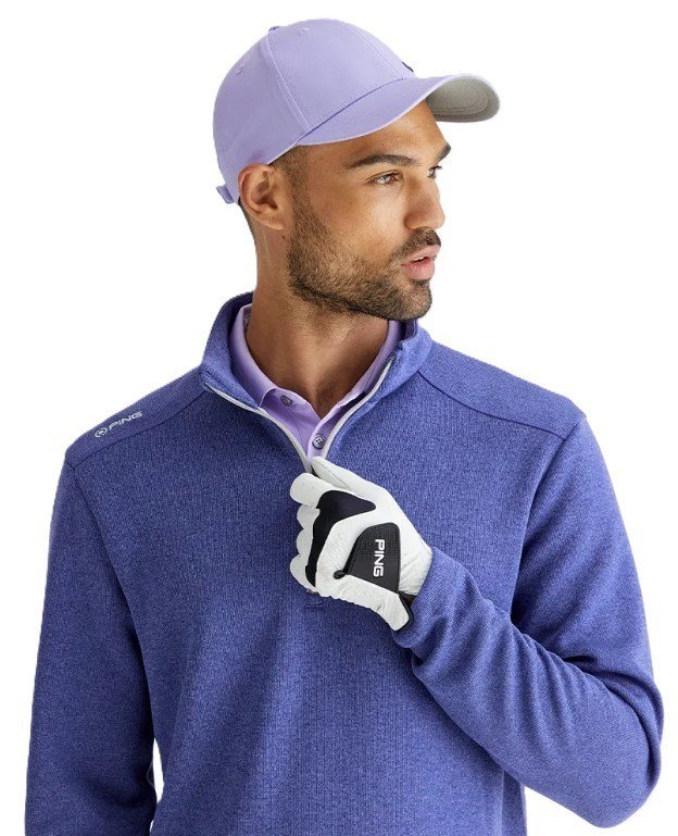 PING Ramsey half zip ribbed fleece heren pullover, twilight marl