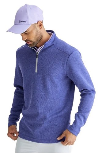 PING Ramsey half zip ribbed fleece heren pullover, twilight marl