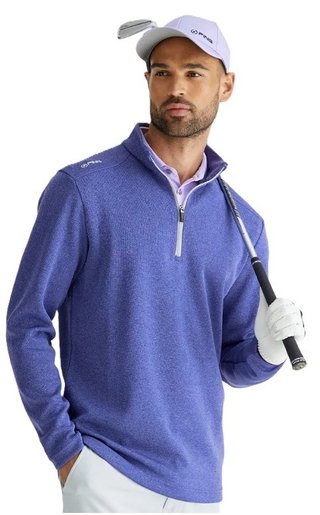 PING Ramsey half zip ribbed fleece heren pullover, twilight marl