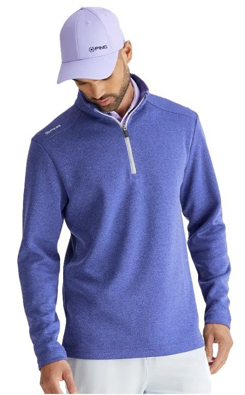 PING Ramsey half zip ribbed fleece heren pullover, twilight marl