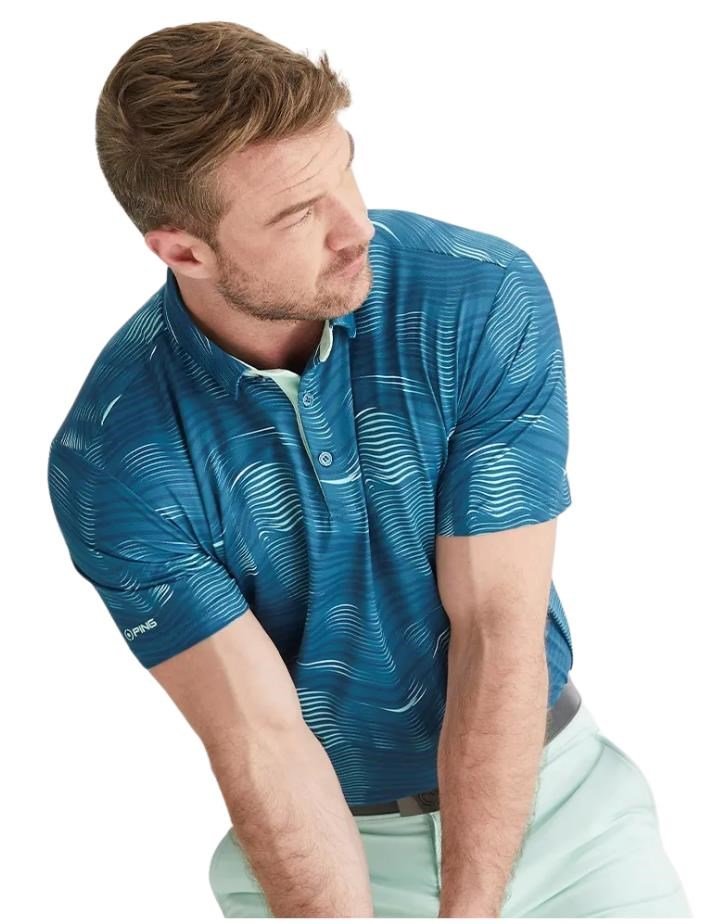 PING Optic Groove heren polo, forest multi