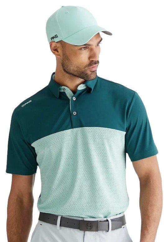PING Hall heren polo, bosgroen/mistig groen