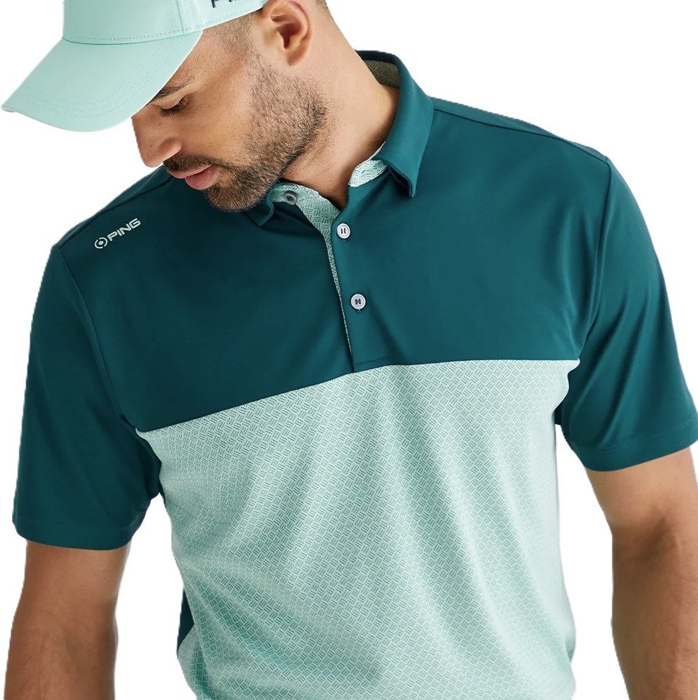 PING Hall heren polo, bosgroen/mistig groen